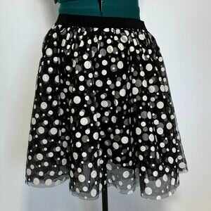 Lane Bryant Black and White Polka Dot Tulle Skirt